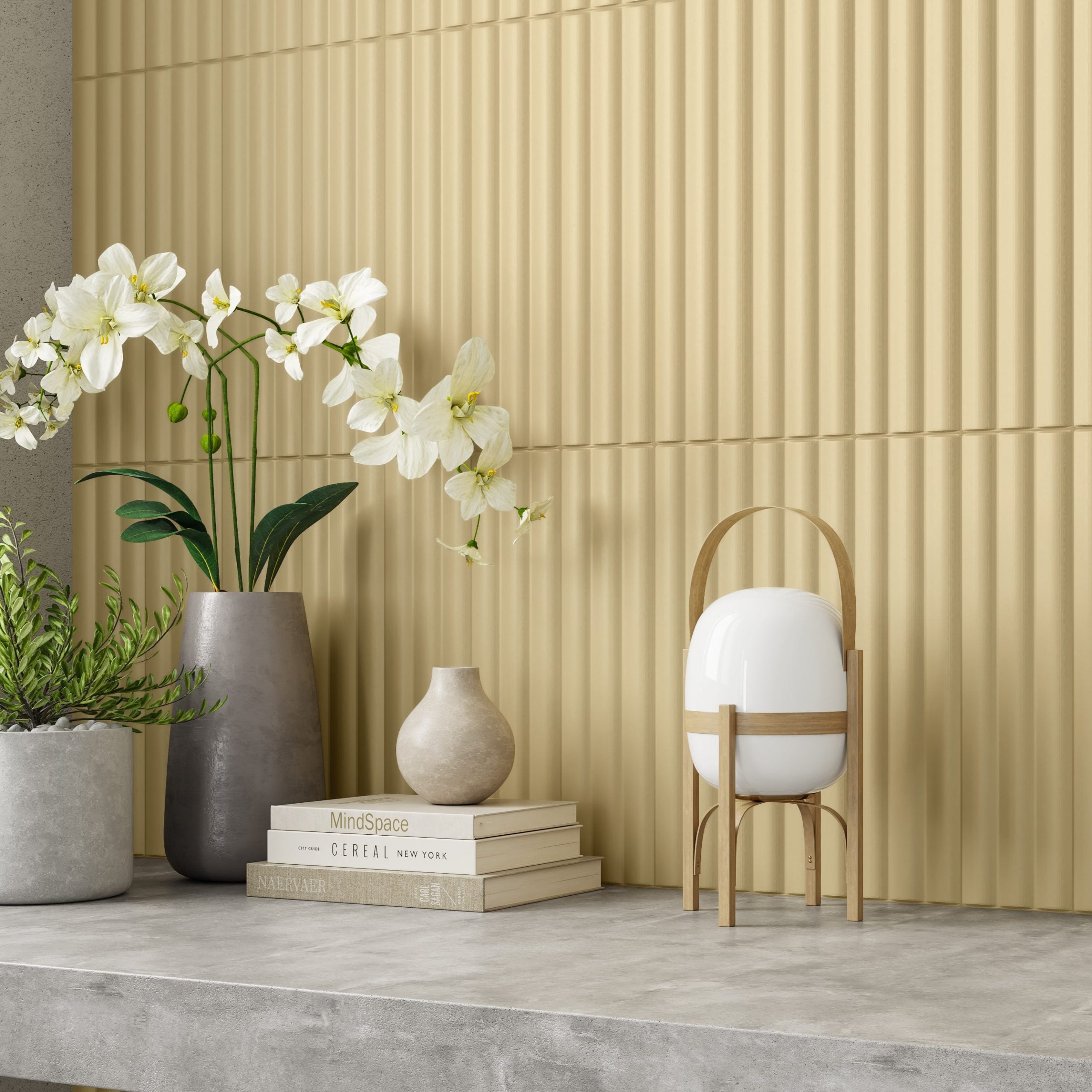 Matowa płytka ścienna z reliefem, zielona, Acanto 10x40 cm Reeded Khaki