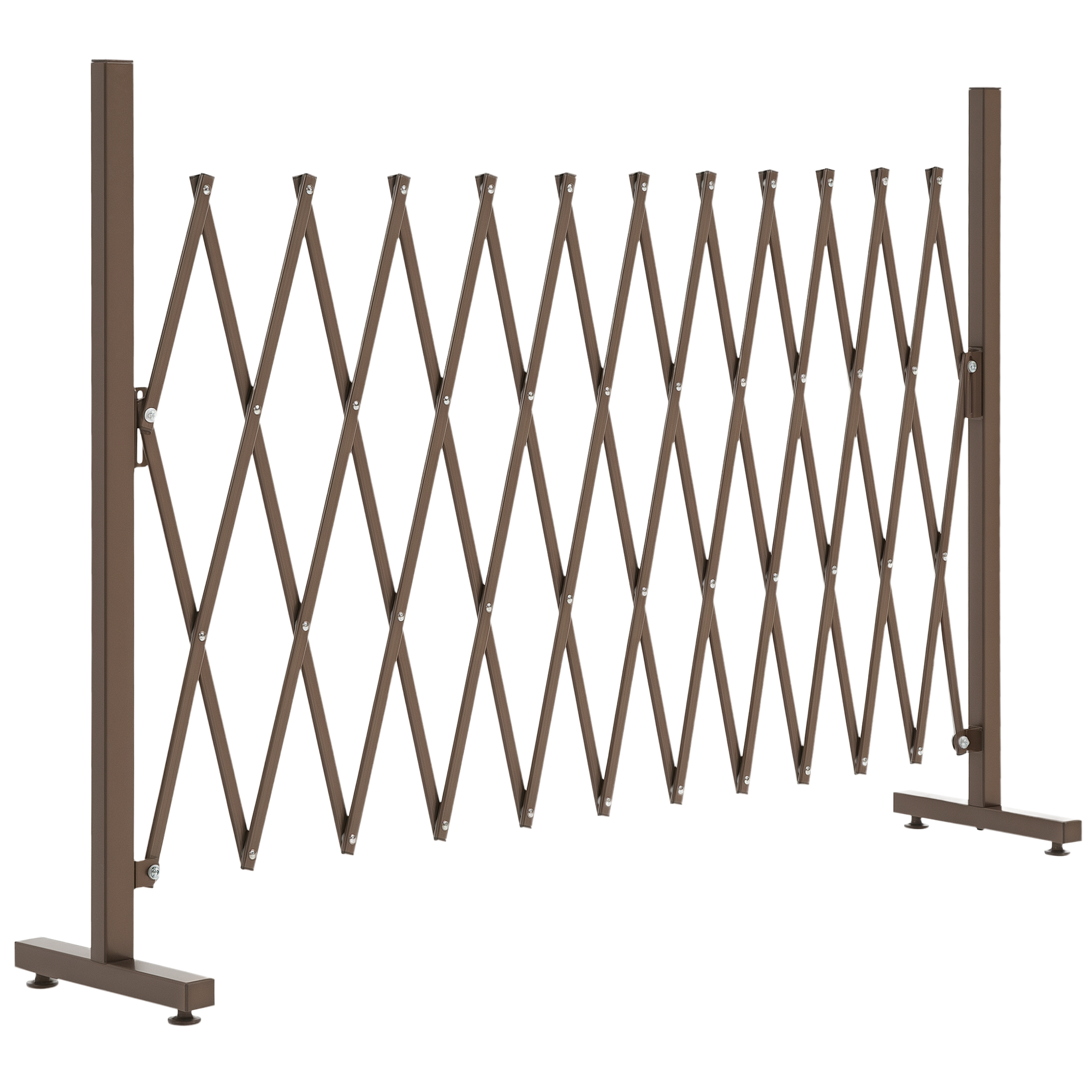 Rozkładany płot kratowy, wolnostojący, ruchomy, składany, aluminiowy, 300 cm x 103,5 cm, ciemnobrązowy