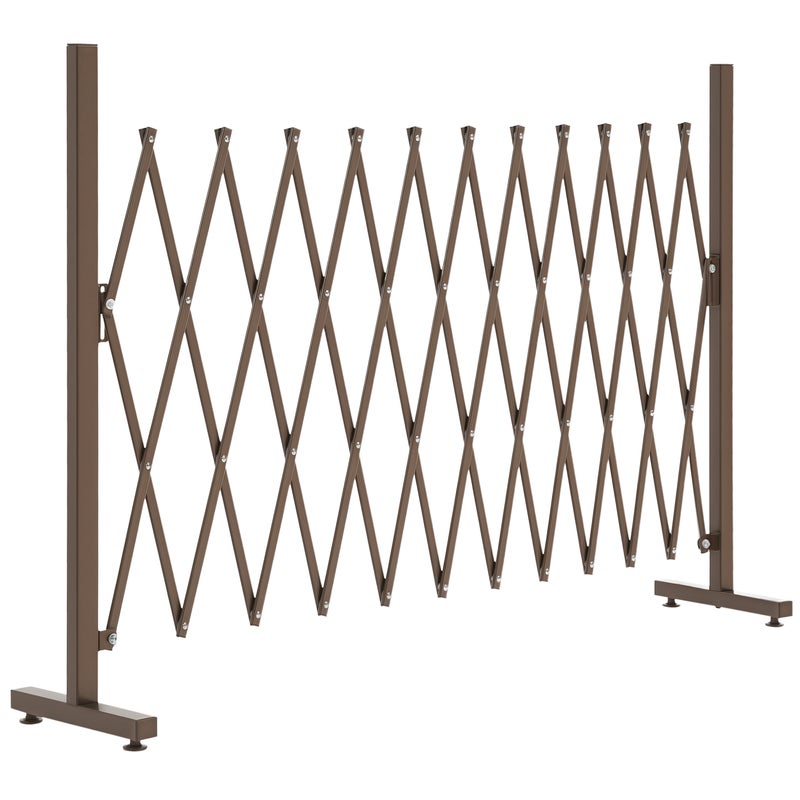Rozkładany płot kratowy, wolnostojący, ruchomy, składany, aluminiowy, 300 cm x 103,5 cm, ciemnobrązowy