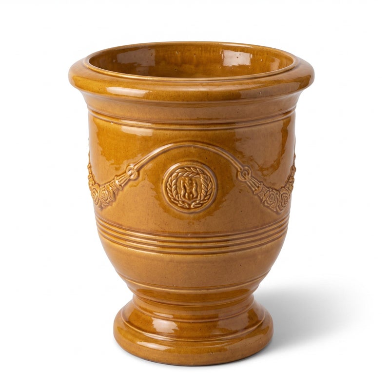 Donica ceramiczna Provencelia RICHELIEU Miodowy, sred.46 x H56 cm, mrozoodporna, rękodzieło, szkliwiona