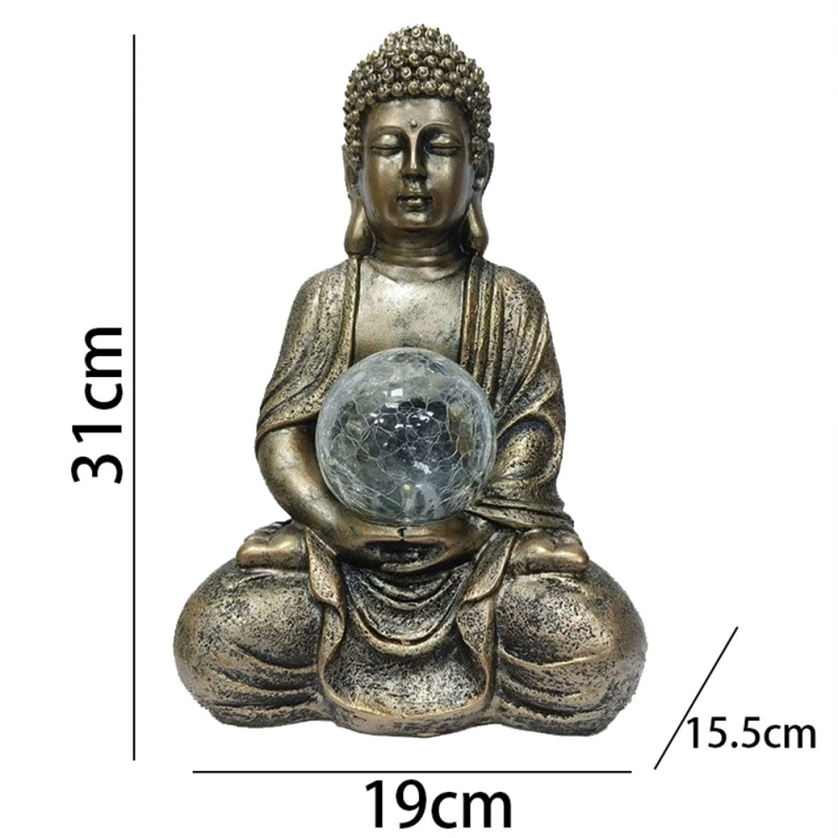 Solarna lampa Buddy z żywicy, dekoracja ogrodowa, zen figura