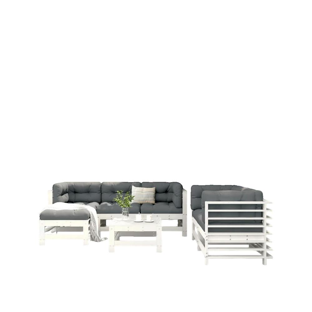 Zestaw ogrodowy vidaXL Drewno sosnowe lite Modułowy design biały