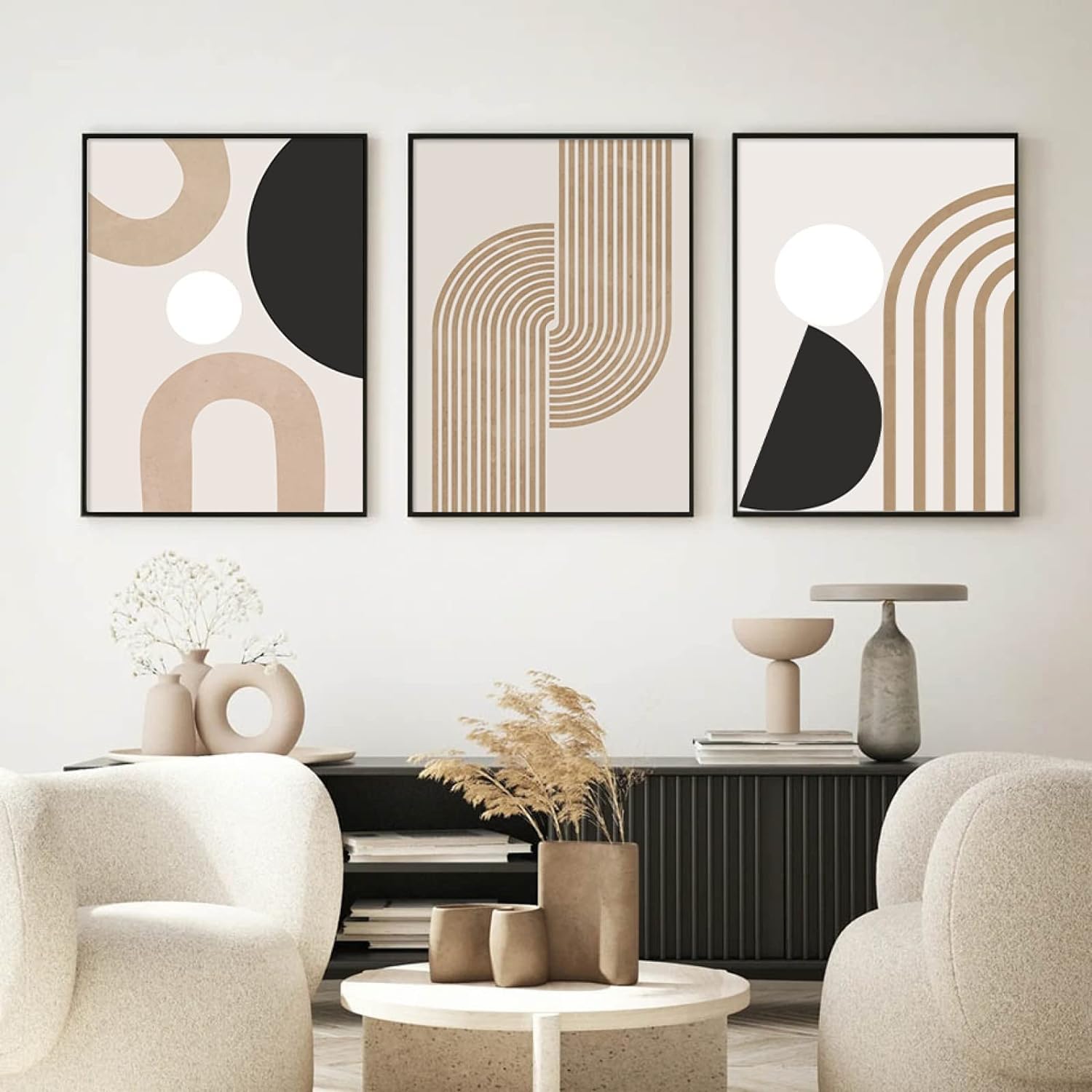 30x40 cm x 3 szt. Bezramowy minimalistyczny abstrakcyjny obraz ścienny na płótnie z geometrycznymi liniami do nowoczesnego salonu