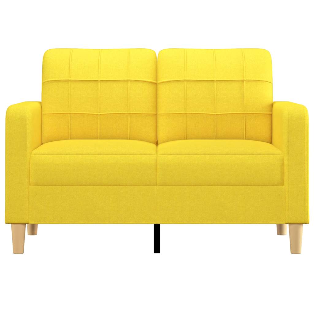 Sofa 2-osobowa, jasnożółta, 120 cm, tapicerowana tkaniną