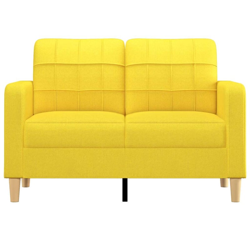 Sofa 2-osobowa, jasnożółta, 120 cm, tapicerowana tkaniną