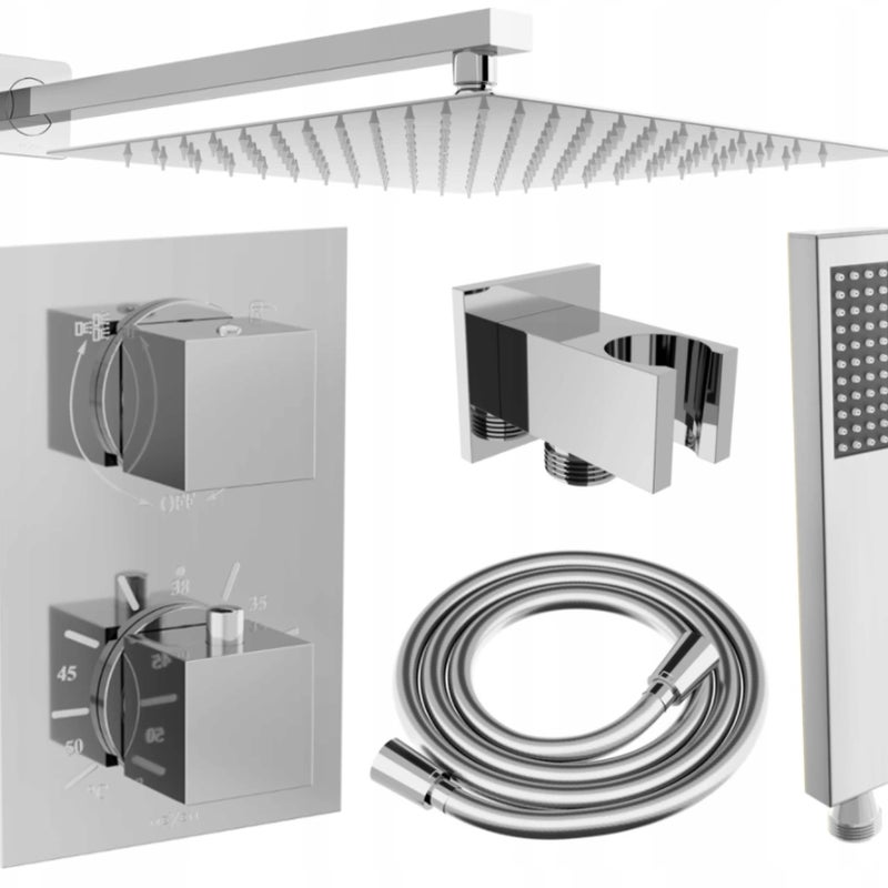Mexen Cube DR02 zestaw prysznicowy podtynkowy z deszczownicą 25 cm, chrom - 77502DR0225-00