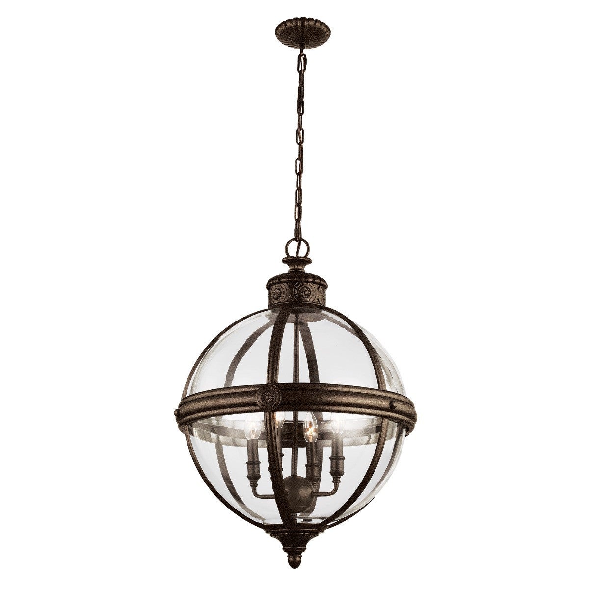 Lampa wisząca vintage kula brytyjski brąz Adams 4xE14 60W Feiss