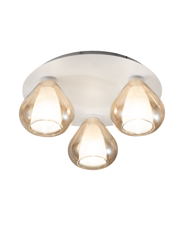 Lila - Okrągła lampa sufitowa śr 40 cm Fabas Luce - Kinkiet z 3 żarówkami LED E27 MAX 40W - Bursztynowy