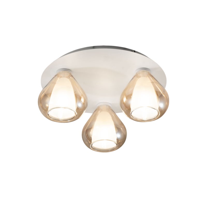 Lila - Okrągła lampa sufitowa śr 40 cm Fabas Luce - Kinkiet z 3 żarówkami LED E27 MAX 40W - Bursztynowy