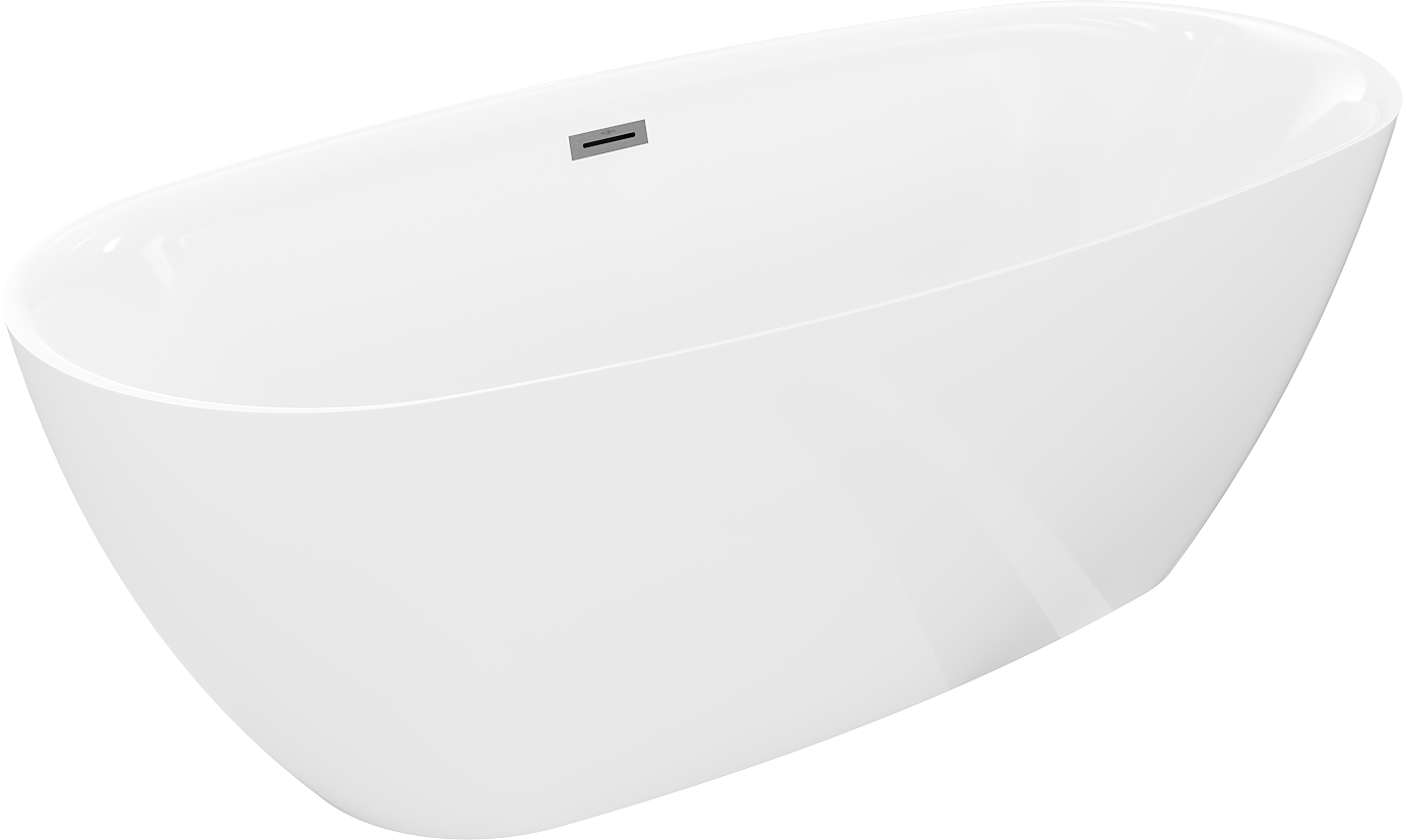 Mexen Luvo Slim wanna wolnostojąca 170 x 75 cm, biała, przelew gun gray szczotkowany - 52801707500-66