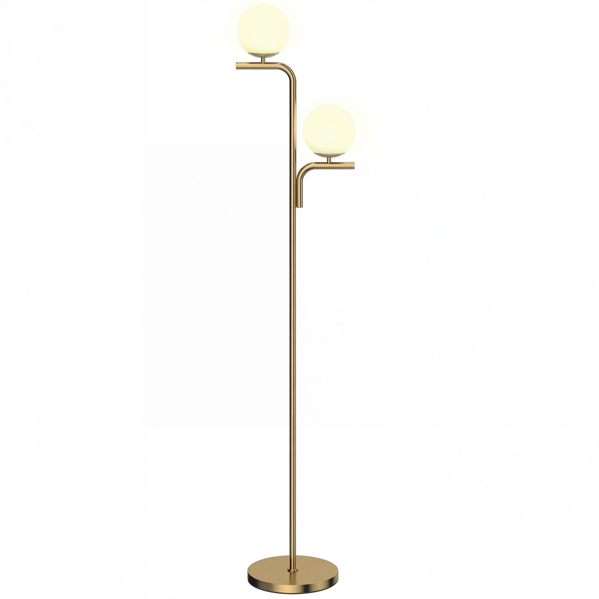 Lampa stojąca LED, nowoczesna lampa z 3 temperaturami barwowymi, kloszem szklanym i przełącznikiem nożnym, złota