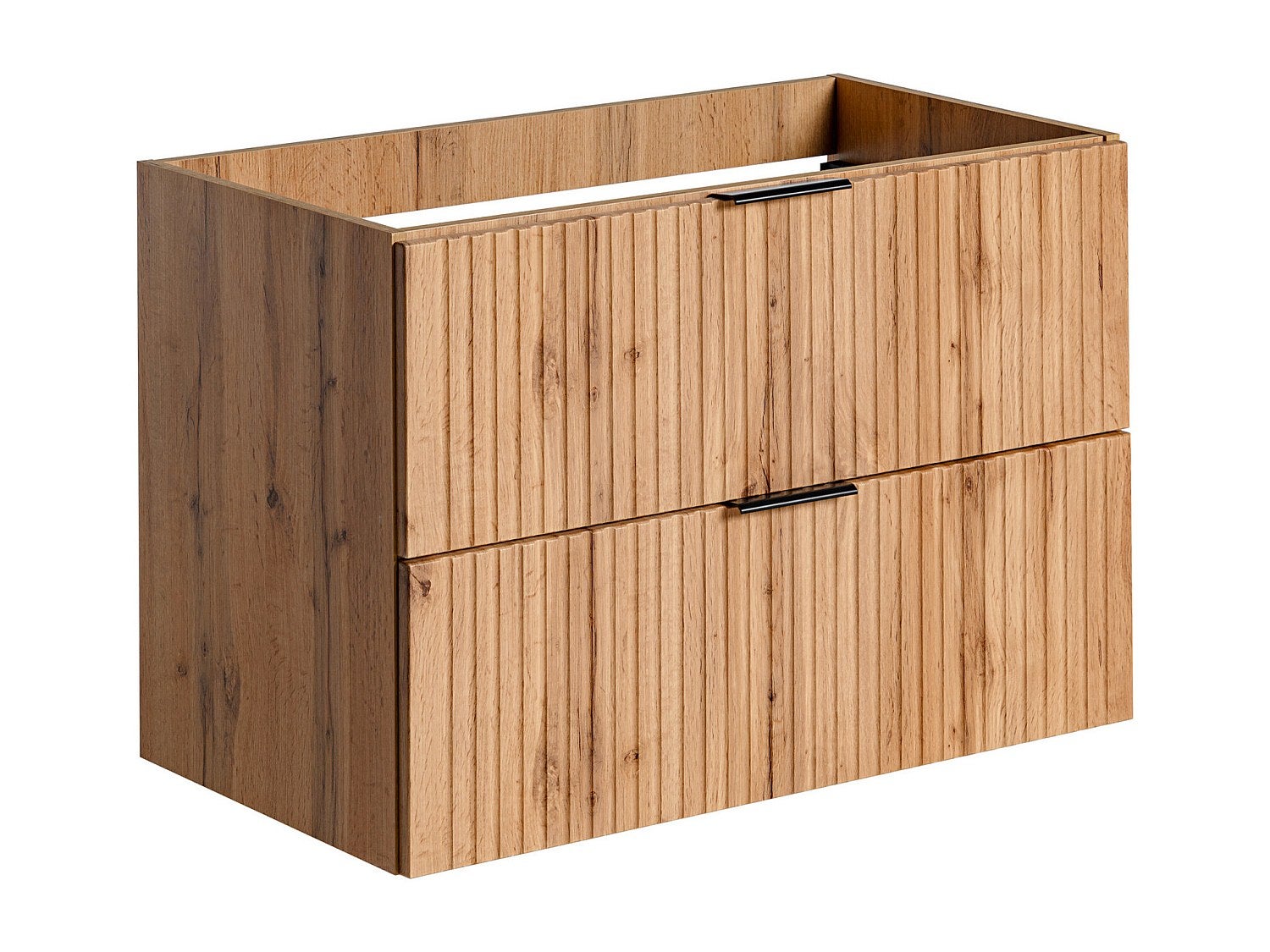 Szafka pod umywalkę wisząca ryflowana - Naturalny jasny - szer. 80 cm - ZEVARA