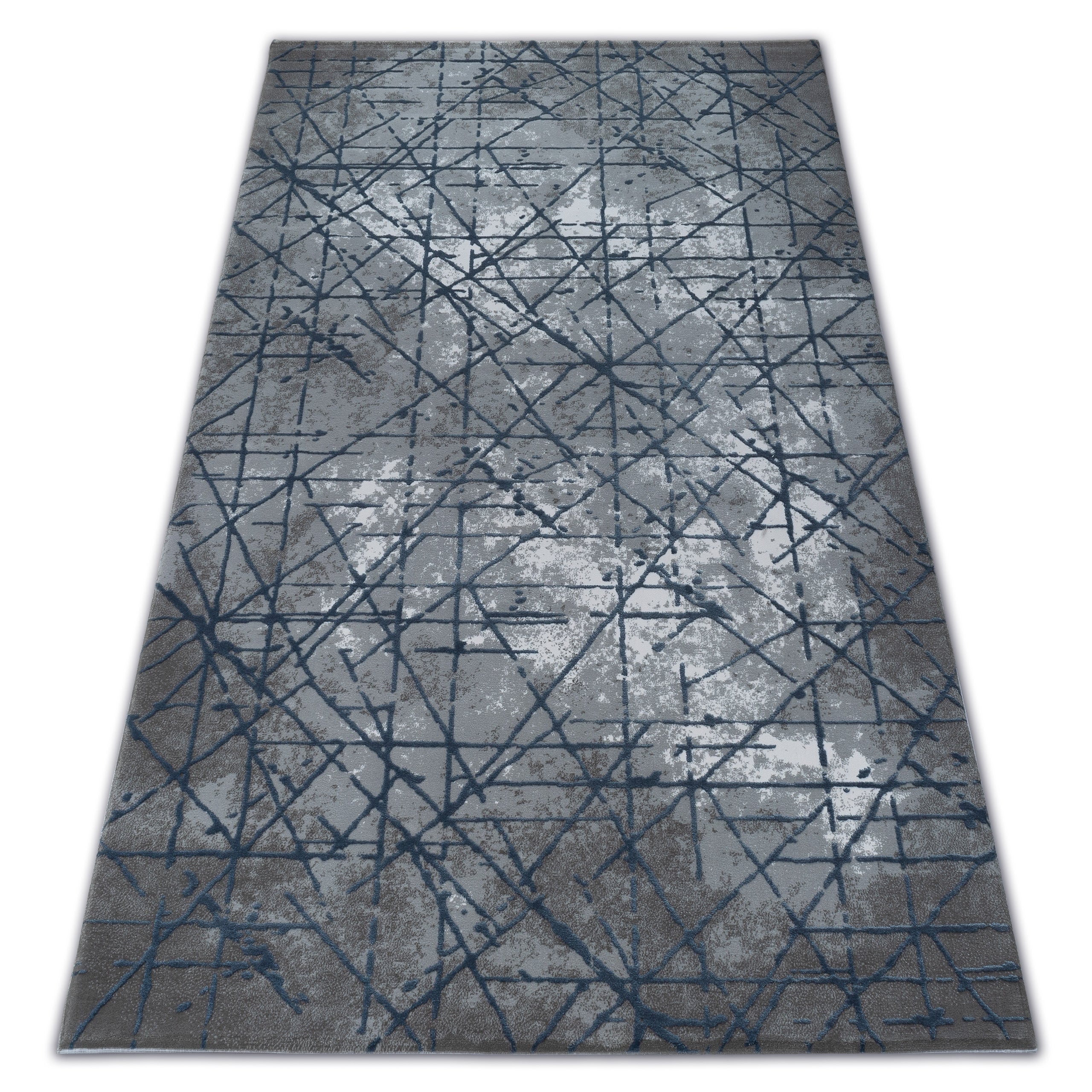 Dywan AKRYL VALENCIA 3949 INDUSTRIAL szary / niebieski 240x350 cm