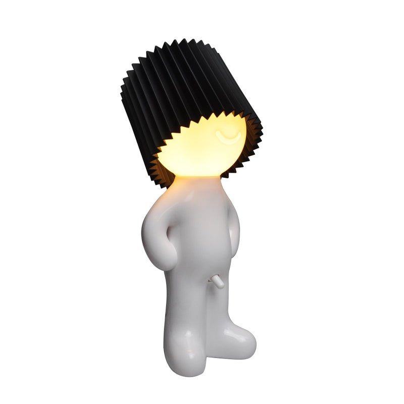 Dekoracyjna lampa podłogowa, kreatywna lampka stołowa do sypialni, 12,5 × 12,5 × 29,5 cm, ciepłe światło, czarna