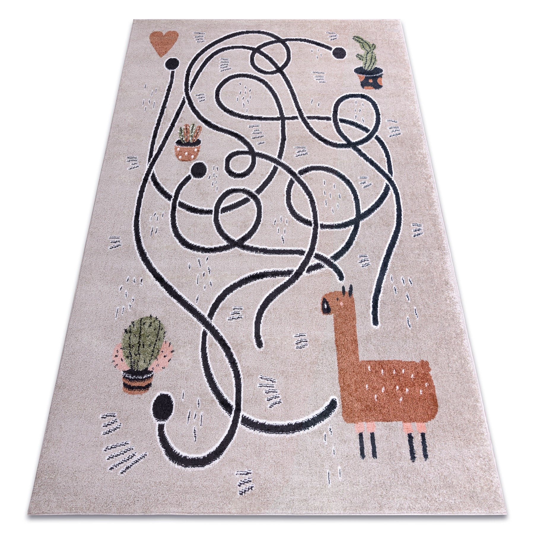 Dywan FUN Game dla dzieci, gra, lama beż 80x150 cm