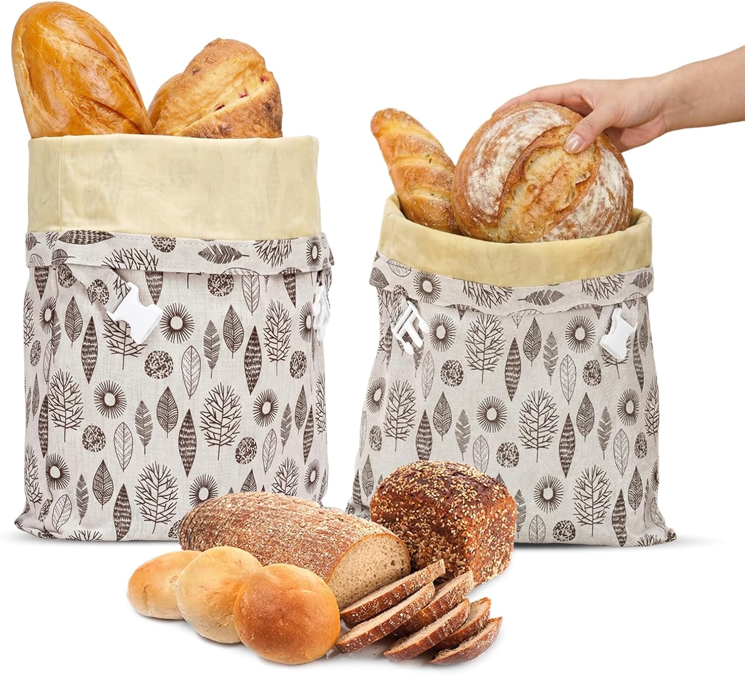wielokrotnego użytku woreczki na pieczywo z wosku pszczelego, 43 × 33 cm, bawełniane worki do przechowywania pokryte naturalnym woskiem pszczelim