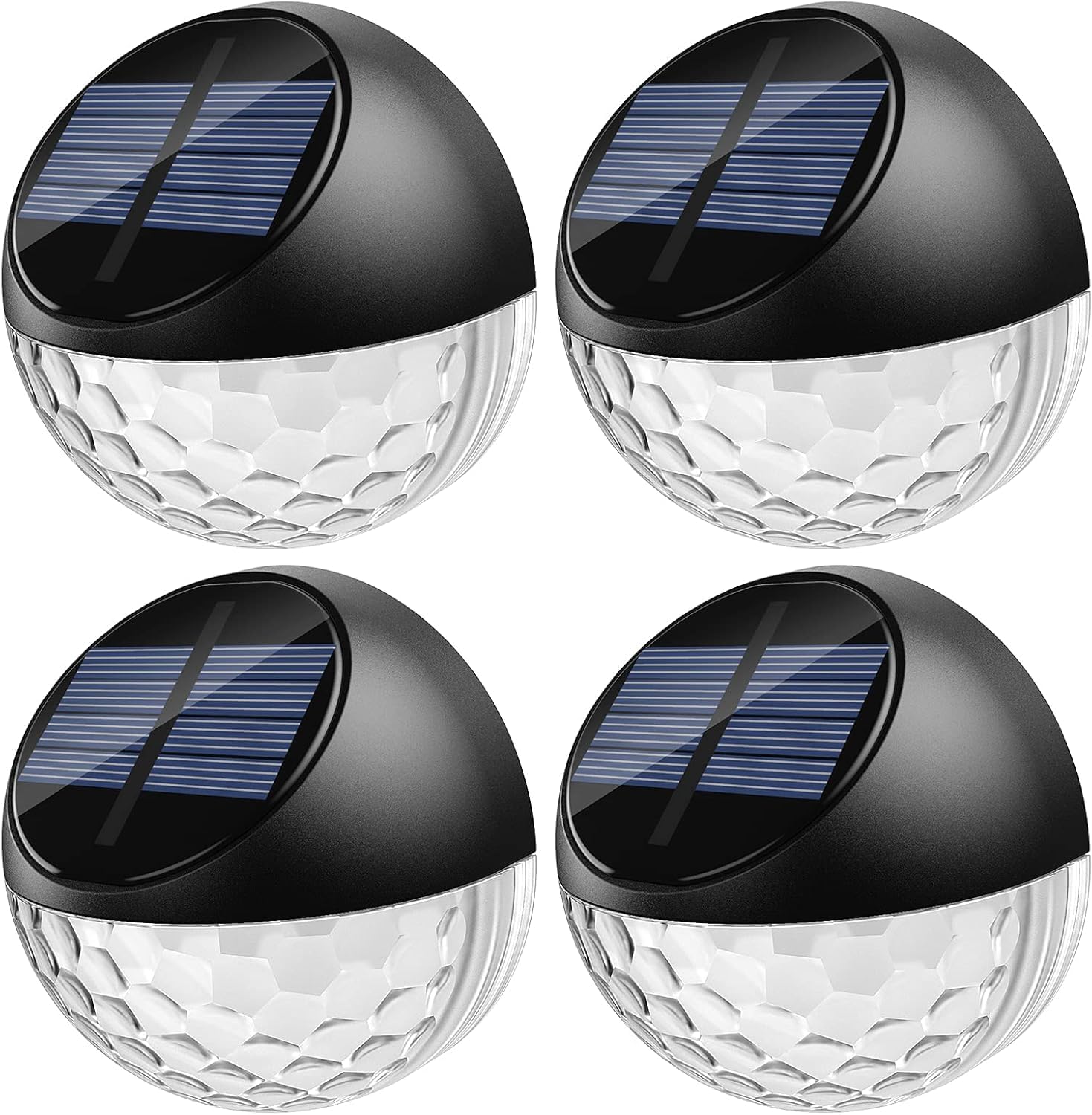 Zestaw 4 lamp solarnych LED, kinkiet zewnętrzny, wodoodporny IP65, oświetlenie dekoracyjne, ciepłe białe światło