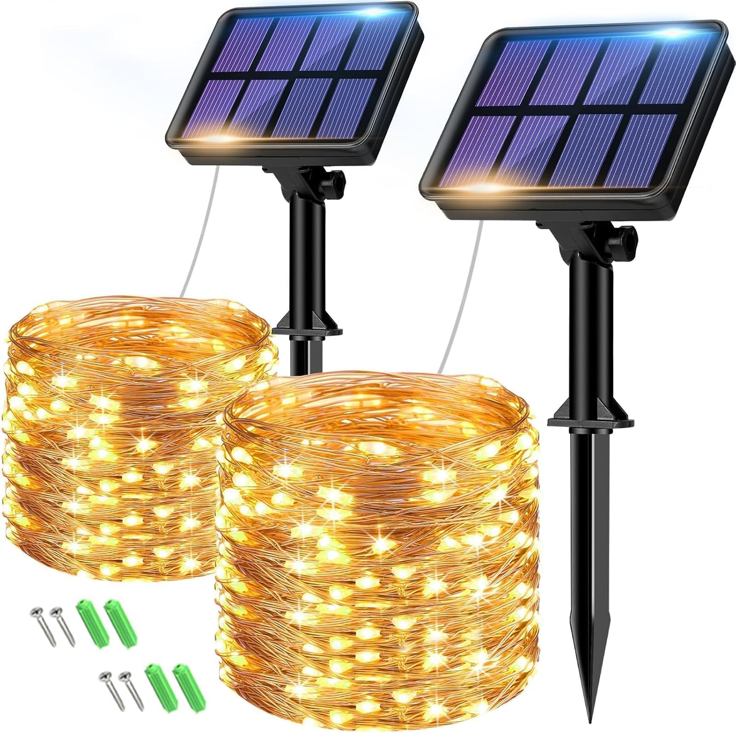 Zestaw Zewnętrznych Solarnych Lampek Sznurkowych Łącznie Wodoodpornych Światełek Trybów Dekoracji Ogrodu Patio Podwórka Boże Narodzenie Ślub Imprezę