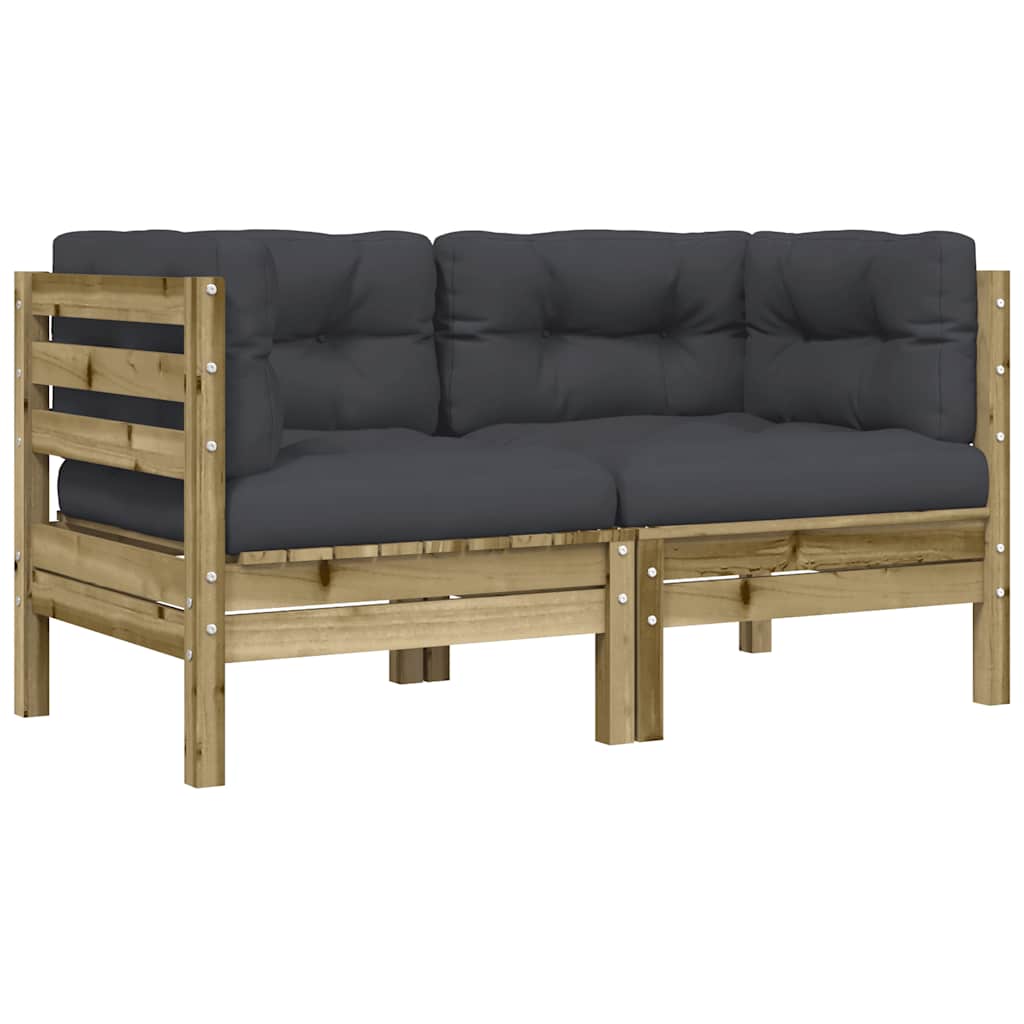 Sofa Ogrodowa Modułowa 2 szt. Drewniana z Antracytowymi Poduszkami