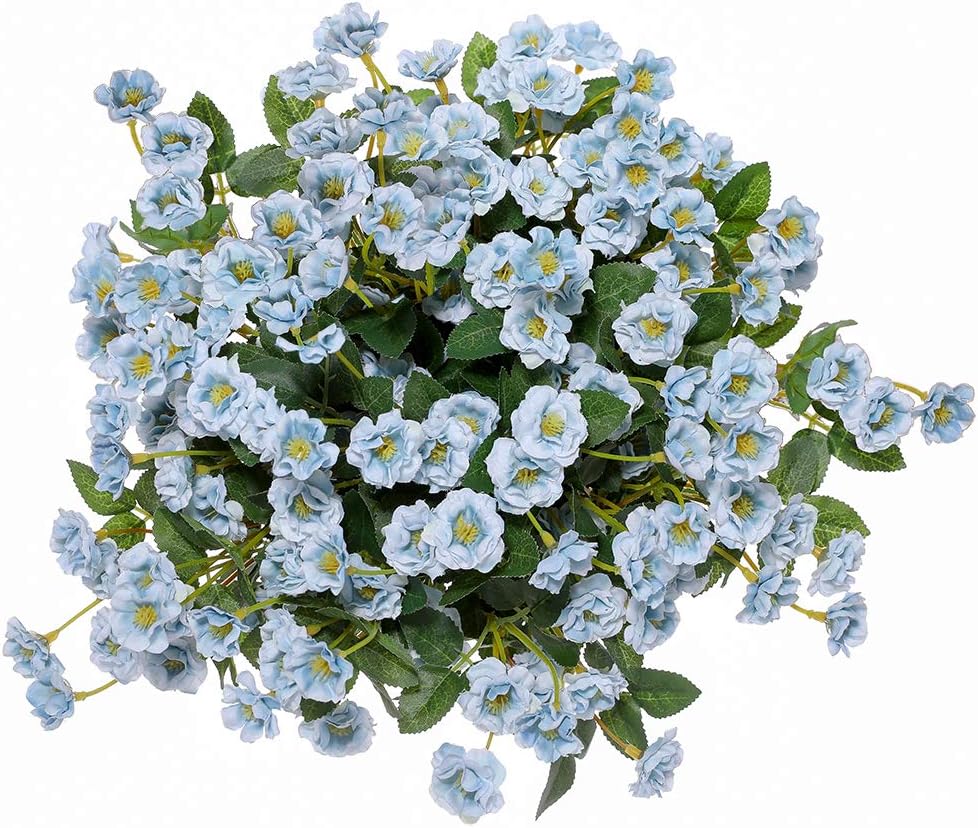 Sztuczne Małe Róże Polne Sztuczny Bukiet Kwiatów Na Zewnątrz Jedwabny Floral Wewnątrz Na Zewnątrz Wiszący Ogród Wystrój 3 szt. (Niebieski)