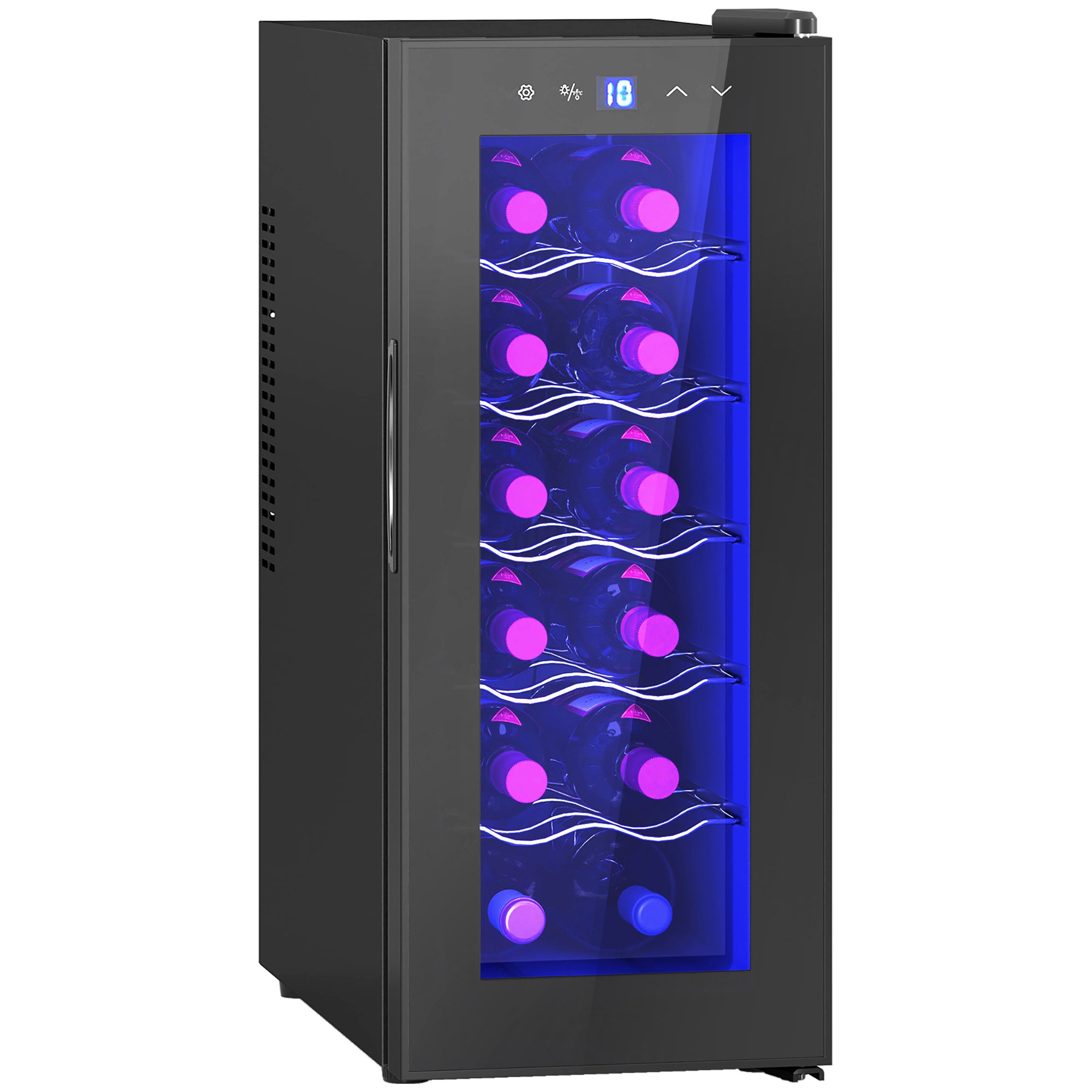 Chłodziarka do wina 12 butelek, 34L, 8-18°C, LED, czarna, termoelektryczna