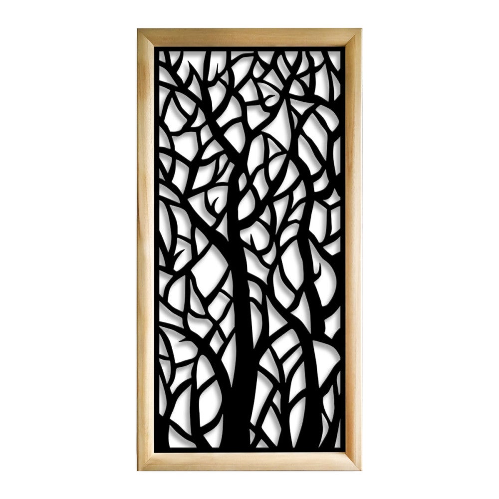 FOREST - Prostokątne moduły dekoracyjne z drewna i PCV - Rozmiar 73x148 cm - Grubość 64 mm - Kolor wewnętrzny CZARNY