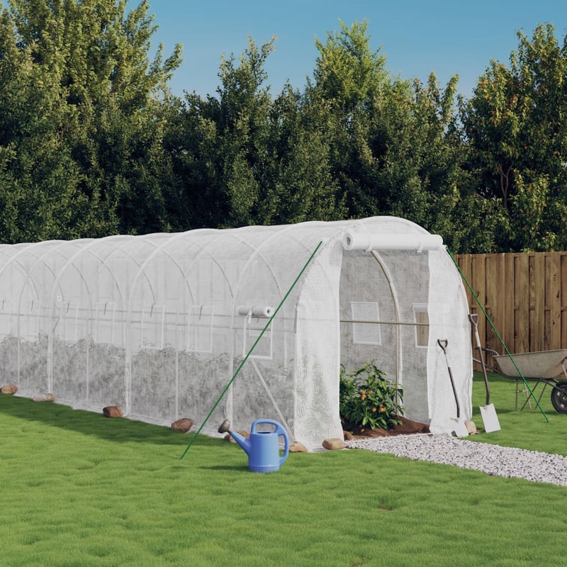 Szklarnia ze stalową ramą, biała, 16 m², 8x2x2 m vidaXL