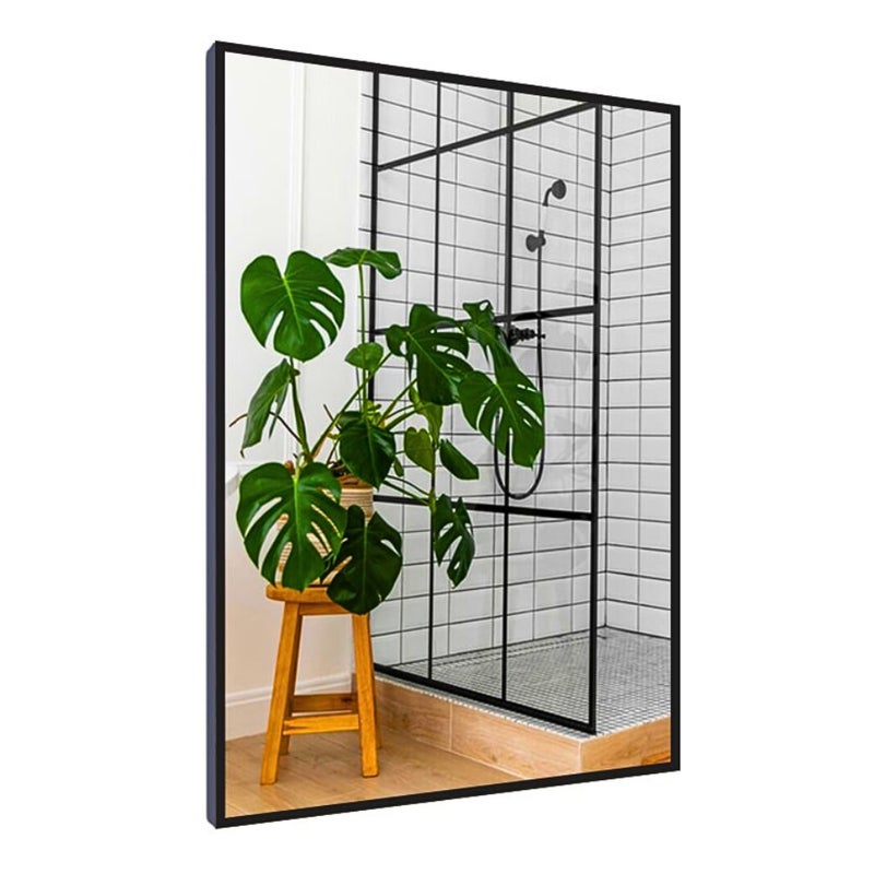 Lustro 40x110 w Czarnej Ramie Aluminiowej Mat Loft Bez Oświetlenia Loftowe
