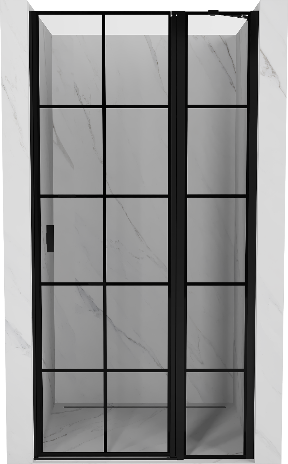 Mexen Mist drzwi prysznicowe uchylne prawe 115 cm, czarna kratka, czarne - 8A4-115-000-70-77-P