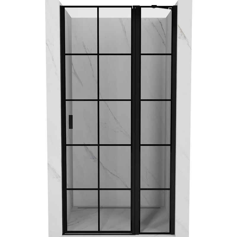 Mexen Mist drzwi prysznicowe uchylne prawe 115 cm, czarna kratka, czarne - 8A4-115-000-70-77-P