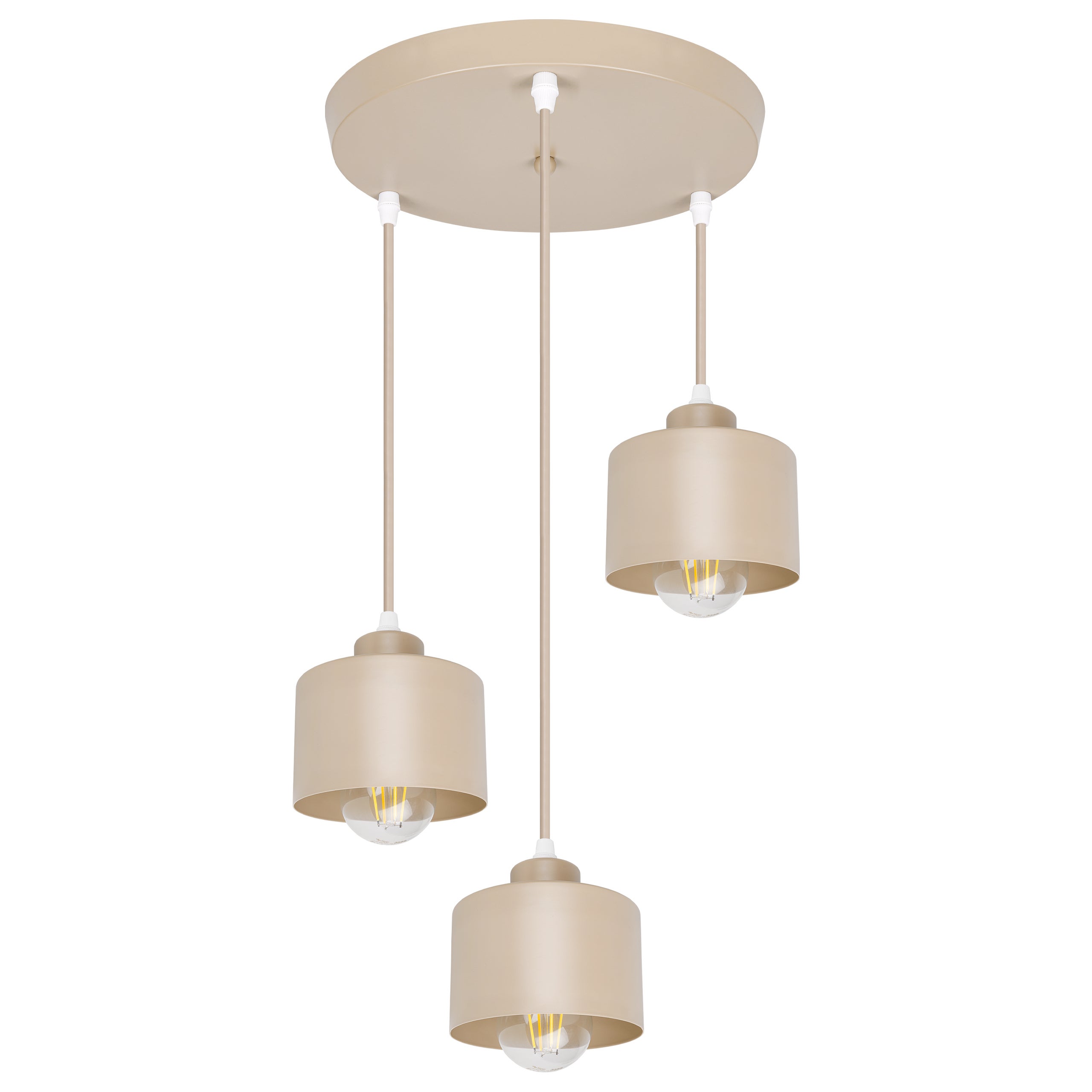 Lampa wisząca sufitowa 3x LED E27 Elza żyrandol kinkiet oprawa okrągła beżowa MasterLED