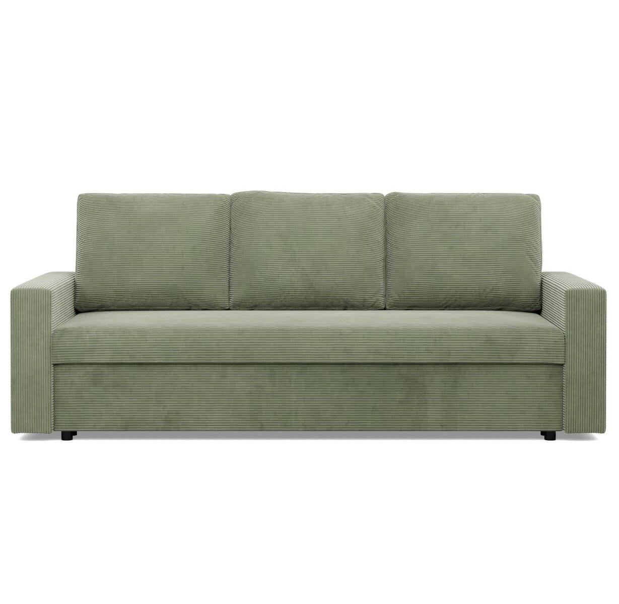 Kanapa 3 osobowa, BLOM, sztruks, 220x92x92 cm, oliwkowy - TYLETEGOTU