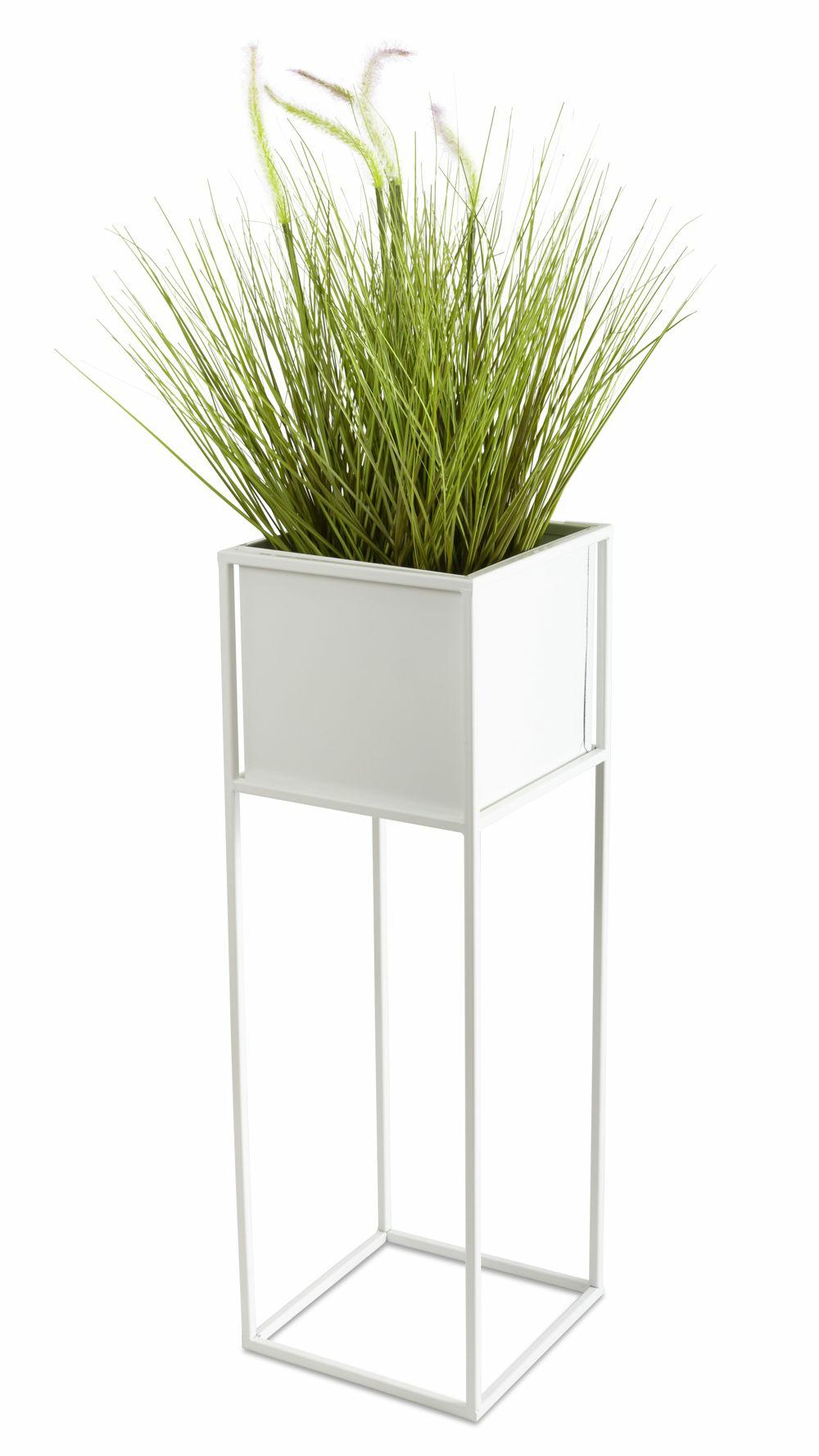 Kwietnik metalowy loftowy HowHomely biały 70x24x24 cm 1 szt.