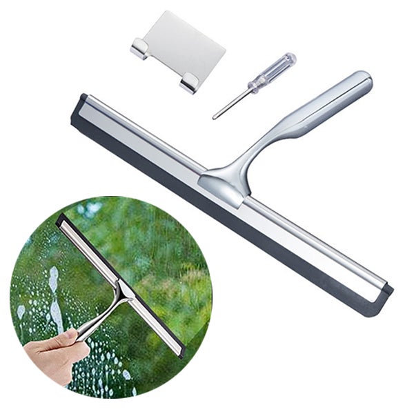 1 * ściągaczka ze stali nierdzewnej, do salonu hotelowego w łazience, skrobak do szkła silikonowy - 24,5 cm
