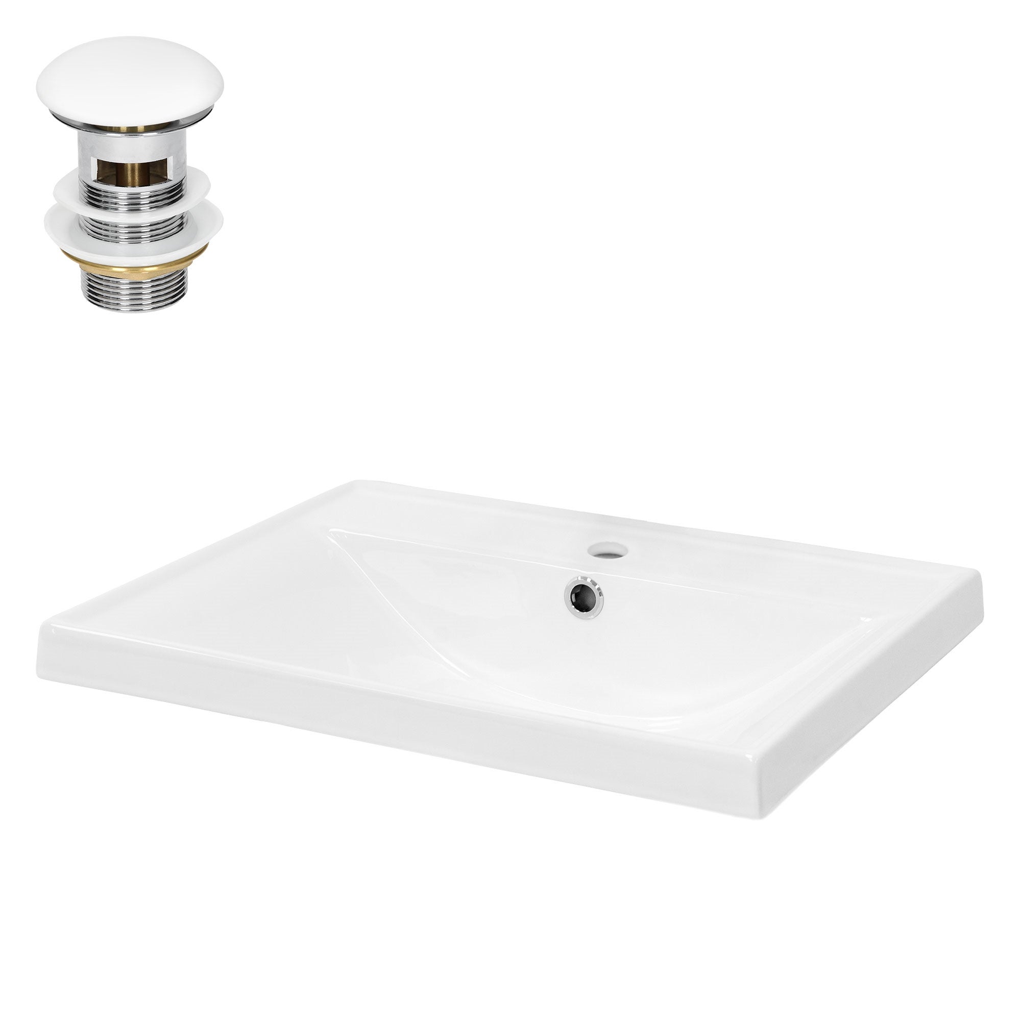 Umywalka ceramiczna z zestawem odplywowym Umywalka 510 mm x 155 mm x 415 mm Bial