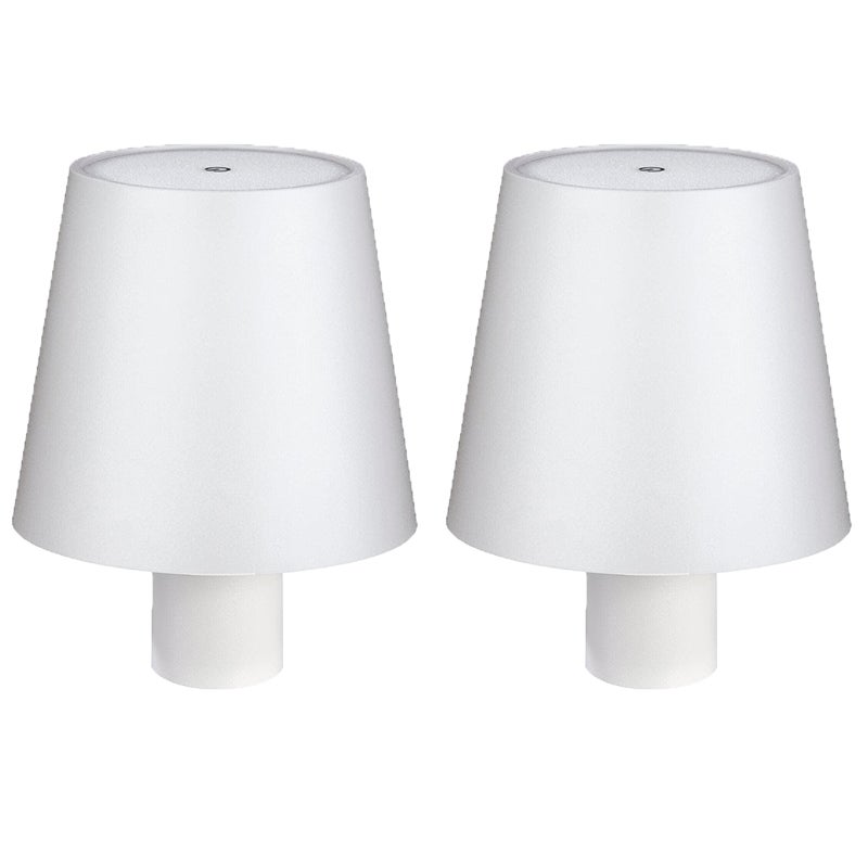 2 okrągłe lampy stołowe w kształcie misy z wbudowanymi bateriami, ściemniane lampki nocne Nordic, białe
