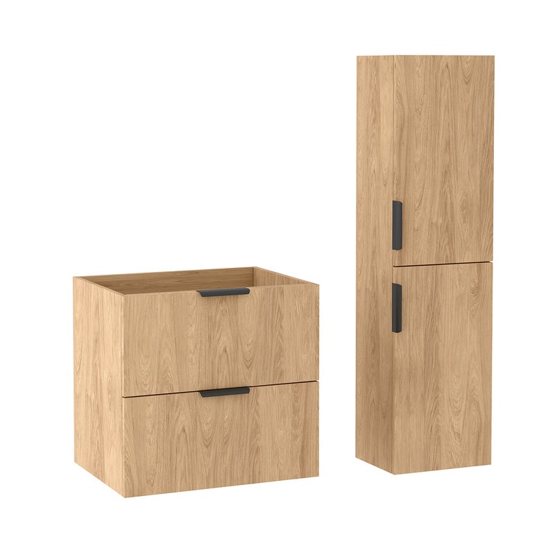 Szafka łazienkowa LUNA 60 cm hikora wisząca ze słupkiem 130 cm