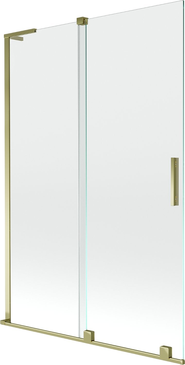 Mexen Velar L parawan nawannowy 2-skrzydłowy rozsuwany 120 x 150 cm, transparent, złoty - 896-120-003-01-50