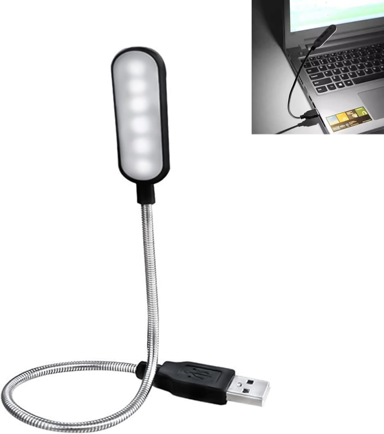 Elastyczna lampka LED USB, mini lampa LED USB 6 z możliwością ściemniania, do laptopa, komputera PC, z regulowanym uchwytem 360°, do biura, czyta