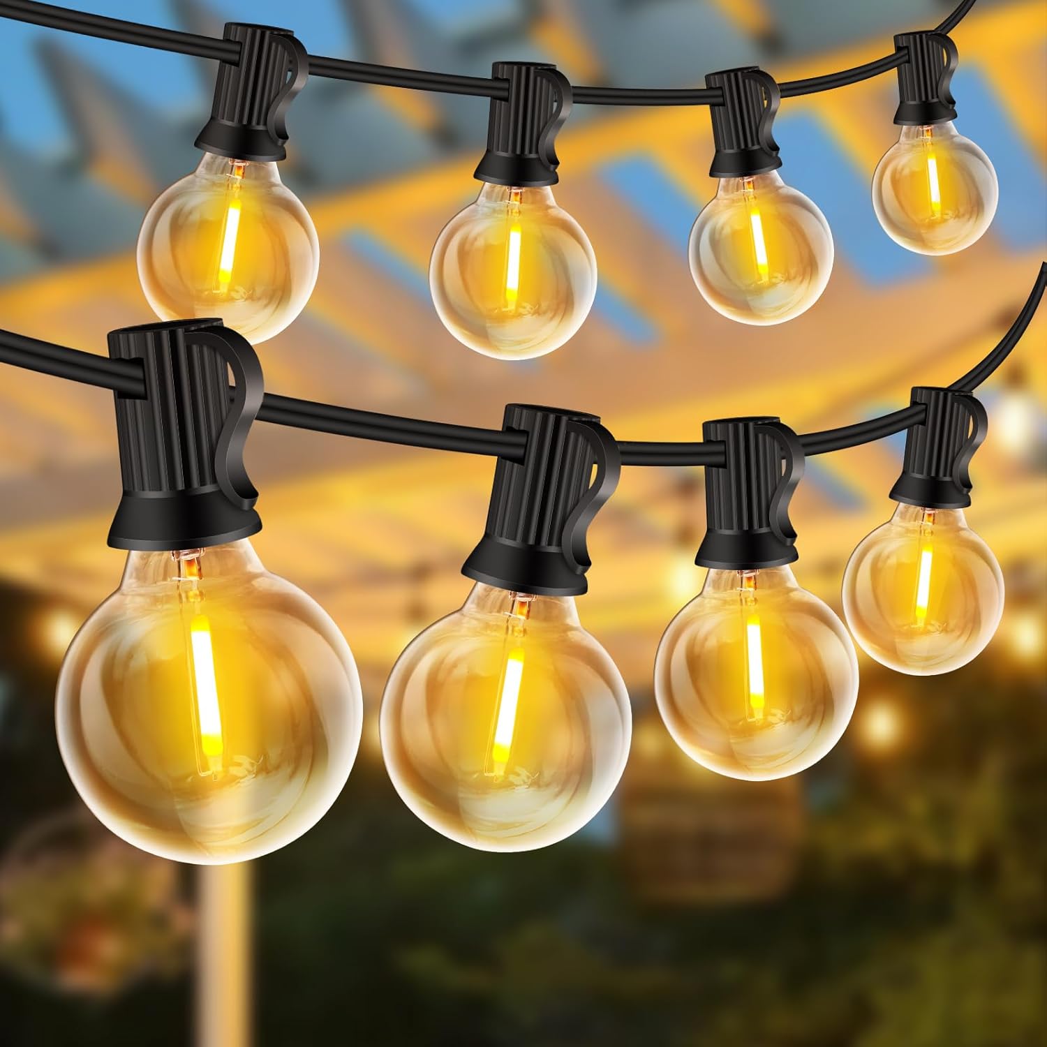 18-metrowy zewnętrzny łańcuch świetlny zasilany energią słoneczną, 30 + 1 żarówka, odporny na stłuczenie i wodoodporny, odpowiedni do ogrodów, domów,