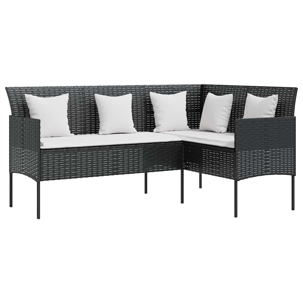 Sofa Ogrodowa Narożna z Poduszką Stalowa Czarna