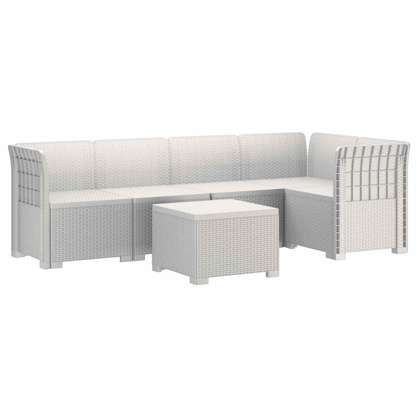 5-osobowa sofa ogrodowa w stylu rattanowym PP Biały vidaXL
