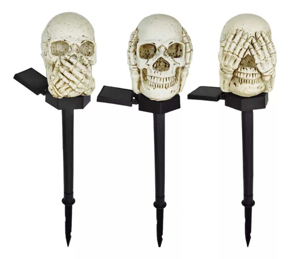 Dekoracje halloweenowe na zewnątrz lampa solarna w kształcie czaszki halloweenowej wodoszczelne solarne lampy dekoracyjne na Halloween zestaw szt
