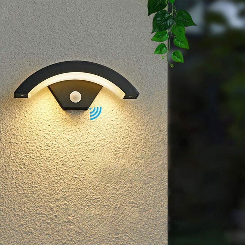 Kinkiet LED 18 W z czujnikiem ruchu – czarny aluminium do użytku na zewnątrz – balkon, ogród, weranda