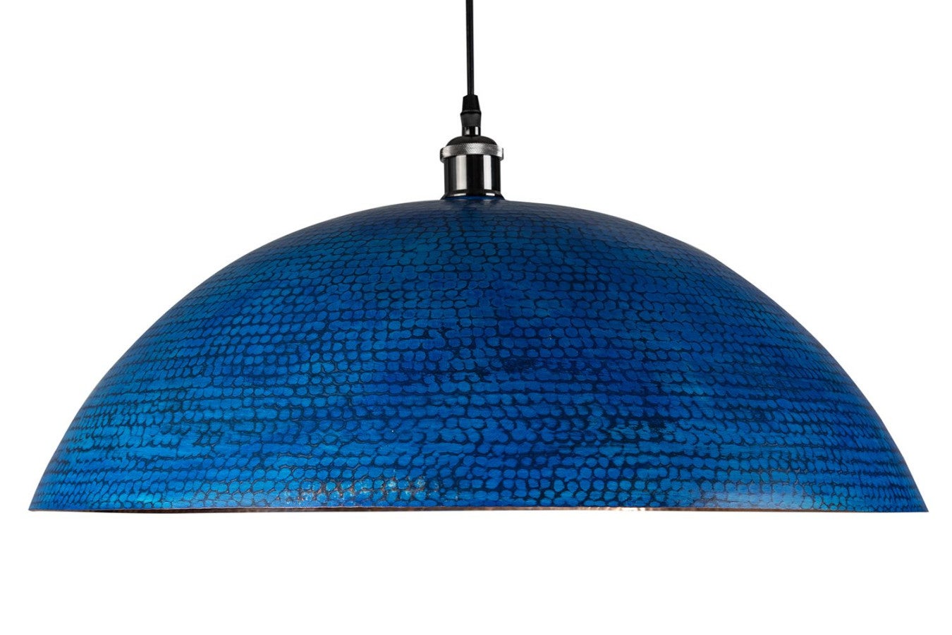 Ręcznie wykonana lampa wisząca z miedzi z Meksyku Sandia Azul XL – Lampa sufitowa vintage ręcznie wykonana | Kinkiet sufitowy niebieski 60x20 cm