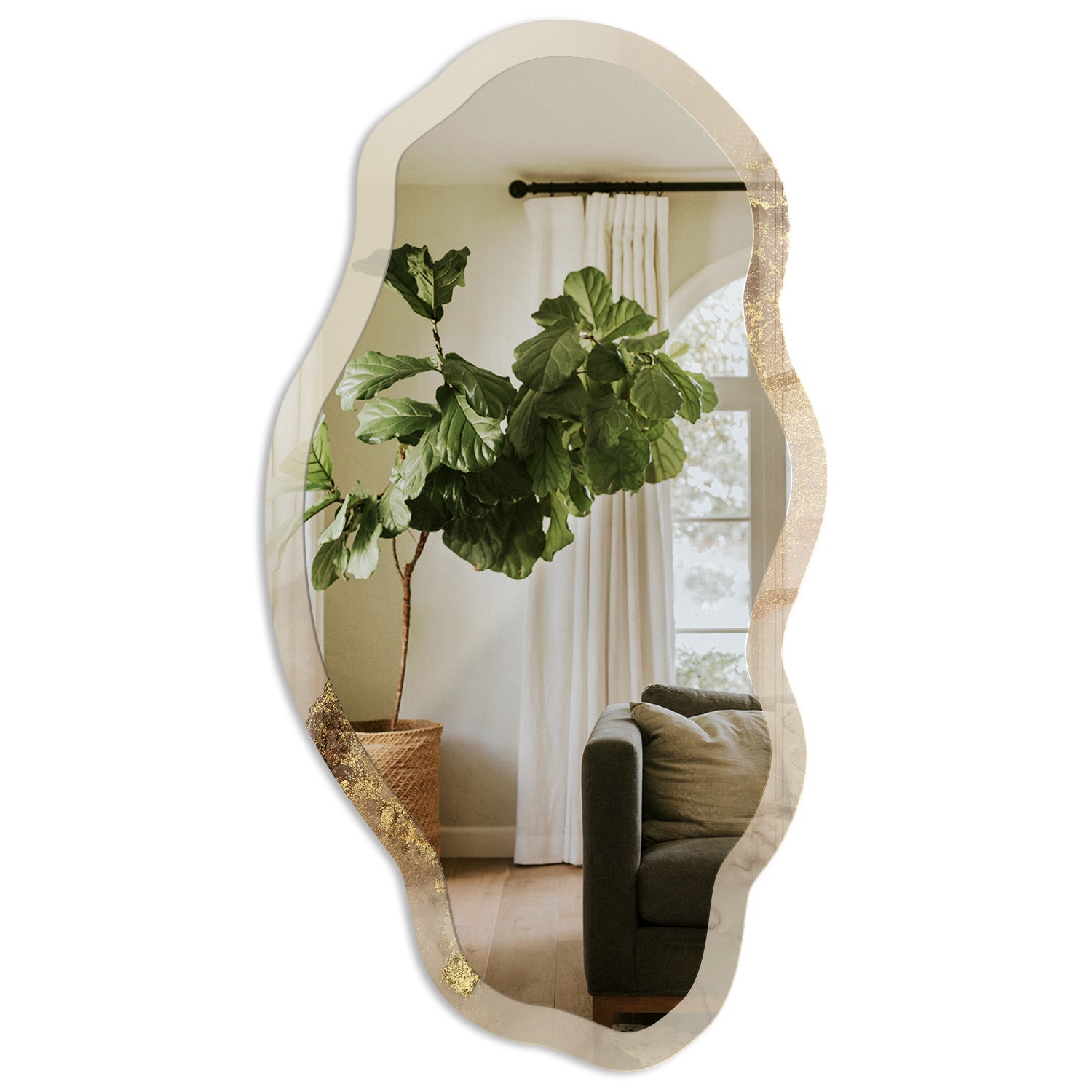 Stylowe lustro designerskie z hartowanego szkła - Artystyczna abstrakcja 52x97cm