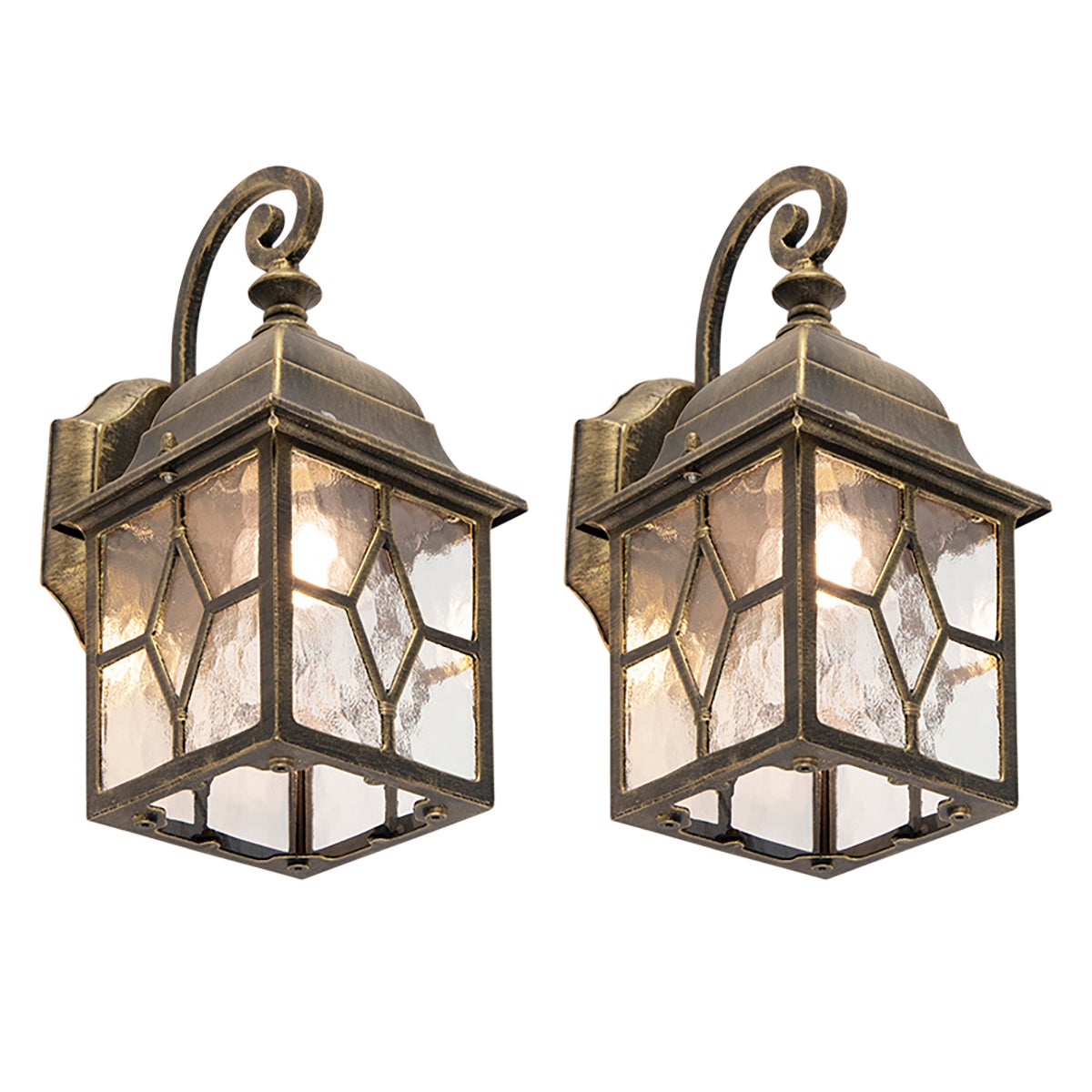 Zestaw 2 romantycznych lamp ściennych zewnętrznych brązowych - London