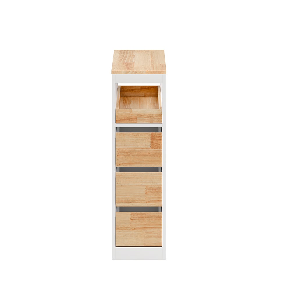 SoBuy Szafka łazienkowa niska z 3 szufladami Biały 65x23x82cm Minimalistyczny BZR54-IV-NW