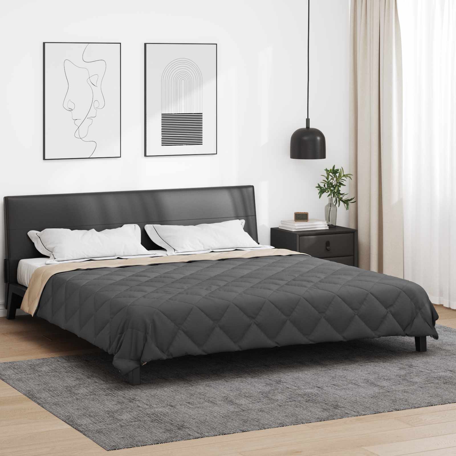 Kołdra na cały rok Antracyt i Taupe 220 x 240 cm Mikrofibra vidaXL