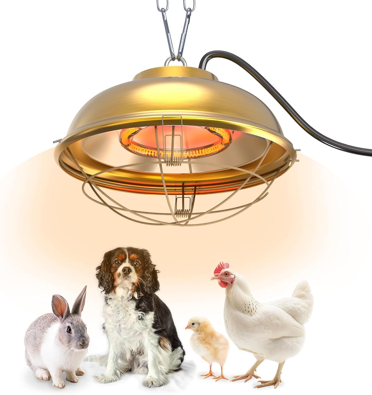 Lampa grzewcza 300 W do kurników - odpowiednia dla kurcząt, kaczek, królików itp. - 1 sztuka, 30 cm
